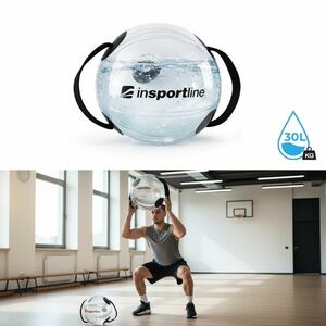 Vízzel tölthető súlylabda inSPORTline Flowball 40 cm / max. 30 kg, alkalmas beltéri és kültéri edzésre, praktikus pántok kép