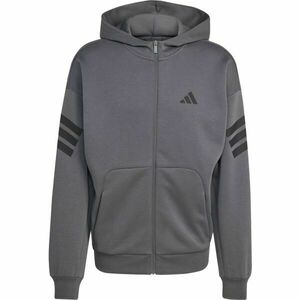 adidas FI 3 STRIPES FULL ZIP HOODED M Férfi kapucnis pulóver, sötétszürke, méret kép
