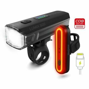 One LUMIX 500 SET Biciklis első és hátsó lámpa szett, fekete, méret kép