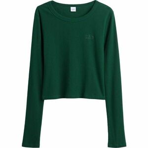 GAP V-JPN LS RIB TEE Női crop póló, zöld, méret kép