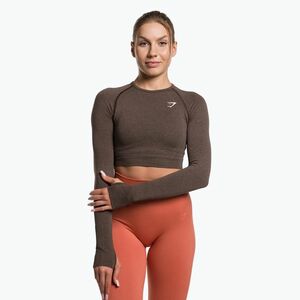 Női hosszú ujjú edzős top Gymshark Vital Seamless Crop Top penny barna marl (Vital Seamless Crop Top B1A3D-NBBW-AI1) kép