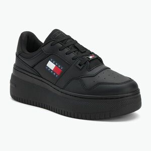 Női cipők Tommy Jeans Retro Basket Flatform Ess triple black (Retro Basket Flatform Ess EN0EN02506BDS) kép