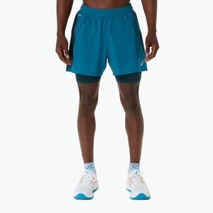 Férfi futó rövidnadrág ASICS Road 2N1 5IN tranquil teal/dark teal/yamabuki (Road 2N1 5IN 2011D245-302) kép