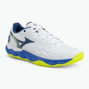 Férfi teniszcipő Mizuno Wave Enforce Court AC white/dazzling blue/lightning (Wave Enforce Court AC 61GA243220) kép