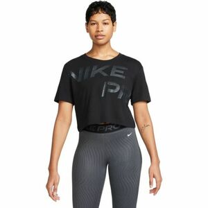 Női rövid ujjú edzőpóló NIKE PRO W GRX SS-FQ4985-010-BLACK WHITE kép