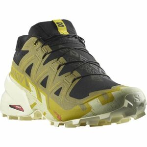 Férfi futó trail cipők SALOMON Speedcross 6 black cress green transparent yellow kép