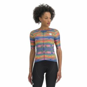 Női rövid ujjú kerékpáros mez SPORTFUL Glitch w bomber jersey, multicolor papaya kép