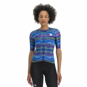 Női rövid ujjú kerékpáros mez SPORTFUL Glitch w bomber jersey, multicolor blue kép