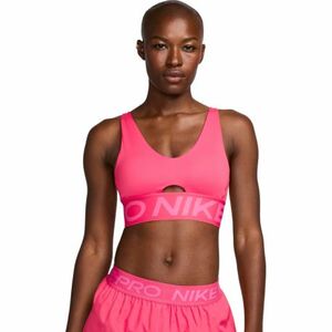 Női edzősport melltartó NIKE PRO W NP INDY PLUNGE BRA BOLD-629 ASTER PINK PINKSICLE WHITE kép