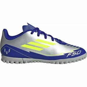 Fiú focicipők turf ADIDAS F50 Club Messi Jr TF silver metallic solar yellow lucid blue kép