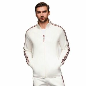 Férfi zipzáras pulóver OMBRE Sweatshirt OM-SSZP-0224 V-2 white kép