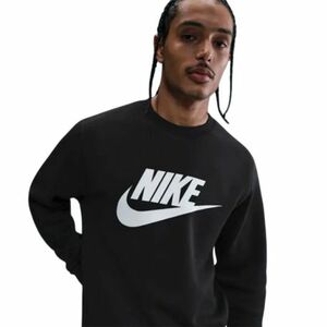 Férfi bélelt kapucnis pulóver NIKE M NK CLUB BB GFX CREW BLACK WHITE kép