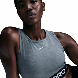 Női ujjatlan edzőpóló NIKE PRO DF CROP TANK SMOKE GREY HTR WHITE kép