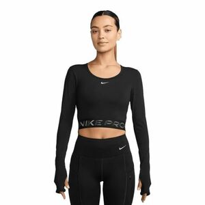 Női hosszú ujjú edzőpóló NIKE PRO W NP DF LS TOP GG SHINE BLACK ANTHRACITE WHITE kép