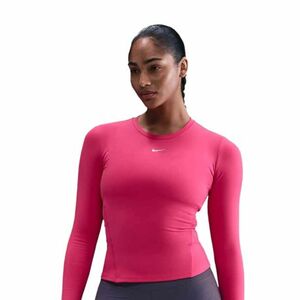 Női hosszú ujjú edzőpóló NIKE W NK ONE DF FTTD LS TOP RUSH PINK WHITE kép