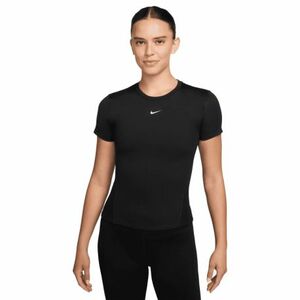 Női rövid ujjú edzőpóló NIKE W NK ONE FTTD SS TOP BLACK WHITE kép