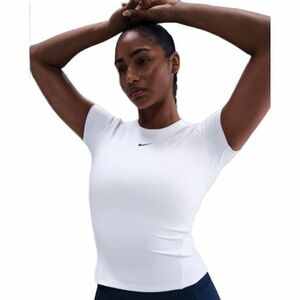 Női rövid ujjú edzőpóló NIKE W NK ONE FTTD SS TOP WHITE BLACK kép