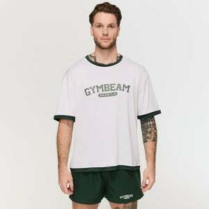 GymBeam Oversized Varsity T-Shirt White kép