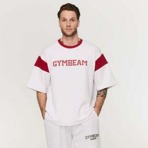 GymBeam Premium Heavyweight Varsity T-Shirt White kép