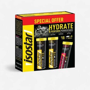 Isostar Izotóniás pezsgőtabletta Powertabs citromízű, 20x12g és tőzegáfonyás 10x12g kép