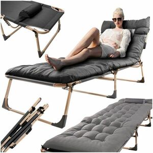 Ikonka összecsukható Kempingágy 193cm - Világosszürke kép