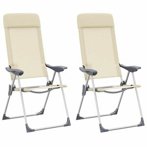 vidaXL 2 db krémszínű alumínium összecsukható kempingszék kép
