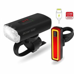 One BEAM 1100 SET Első és hátsó kerékpár világítás szett, fekete, méret kép