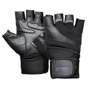 Fitforce LINEAR Bőr fitness kesztyű, fekete, méret kép