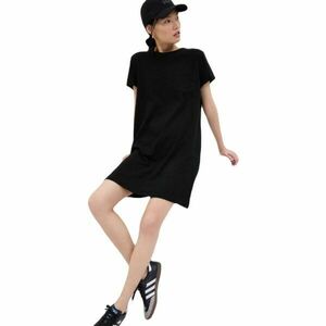 GAP V-SS SOLID RLXD PKT TEE DRESS Női ruha, fekete, méret kép