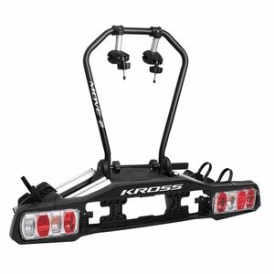 Vonóhorogra szerelhető kerékpárszállító Kross MOVE 2, beépített biztonsági zárak, billentő mechanizmus, lábpedállal működtethető kép