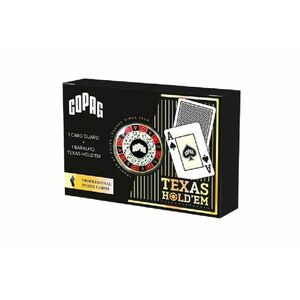 Copag Texas hold'em póker kártya GOLD Range fekete 100% plastic, dealer koronggal kép