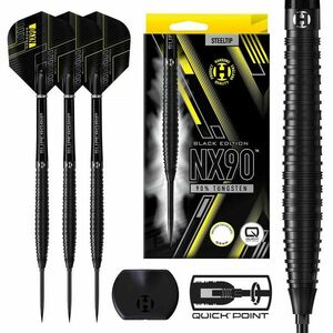 DART SZETT STEEL HARROWS NX90 Quick Point BLACK EDITION 22G, 90% WOLFRAM kép