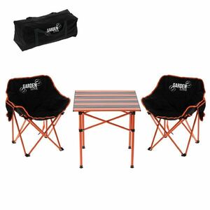 Gardenline összecsukható Kempingasztal hordtáskával + 2db szék - Fekete kép