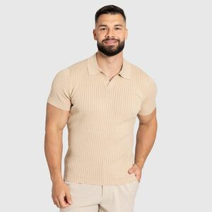 Férfi póló Iron Aesthetics Polo Knit, bézs kép