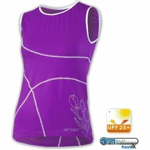 Női futó trikó SENSOR Dres Tulip dámský bez rukávu fialová bílá 12 kép
