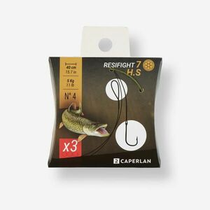 Caperlan 3 db RESIFIGHT 7 előkezsinór egyágú horoggal ragadozók horgászatához, 5 kg kép