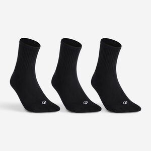 Decathlon Sportzokni RS 100, 3 pár, magas szárú, fekete kép