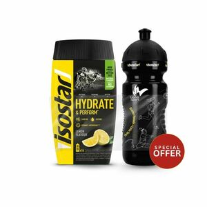 Isostar Izotóniás italpor, citrom, 560 g - Hydrate & Perform + 0, 65 l-es kulacs kép