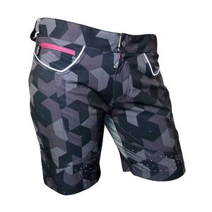 HAVEN Rövid kerékpáros nadrág kantár nélkül - PEARL NEO LADY - fekete/rózsaszín kép