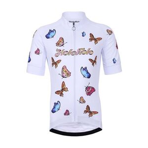 HOLOKOLO Rövid ujjú kerékpáros mez - BUTTERFLIES KIDS - fehér/színes kép