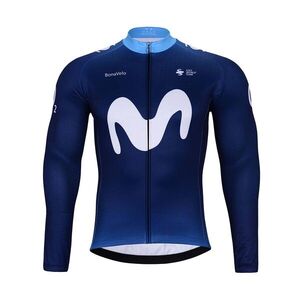 BONAVELO Hosszú ujjú kerékpáros mez - MOVISTAR 2024 WINTER - fehér/kék kép