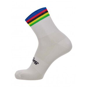 SANTINI Klasszikus kerékpáros zokni - UCI RAINBOW - fehér/szivárványos kép