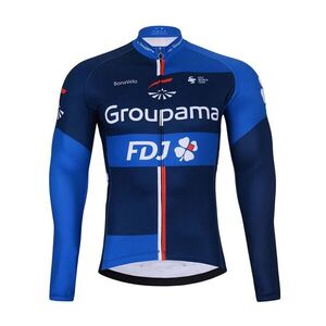 BONAVELO Hosszú ujjú kerékpáros mez - FDJ 2025 WINTER - kék/fekete kép