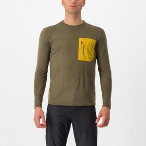 CASTELLI Hosszú ujjú kerékpáros mez - UNLIMITED MERINO - barna/sárga kép