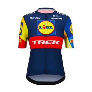 SANTINI Rövid ujjú kerékpáros mez - LIDL TREK 2024 LADY - sárga/piros/kék kép