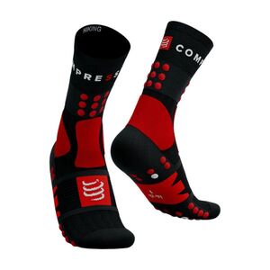 COMPRESSPORT Klasszikus kerékpáros zokni - HIKING - piros/fekete kép