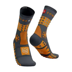 COMPRESSPORT Klasszikus kerékpáros zokni - TREKKING - barna/szürke kép