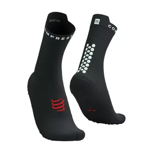 COMPRESSPORT Klasszikus kerékpáros zokni - PRO RACING V4.0 RUN HIGH - fekete/fehér kép