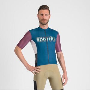 SPORTFUL Rövid ujjú kerékpáros mez - SUPERGIARA LOGO - kék/bordó kép