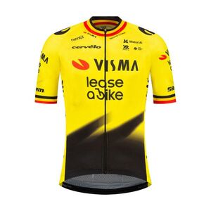 RAPIDGEAR Rövid ujjú kerékpáros mez - REPLICA VISMA 2026 BELGIAN CHAMPION - sárga/fekete kép
